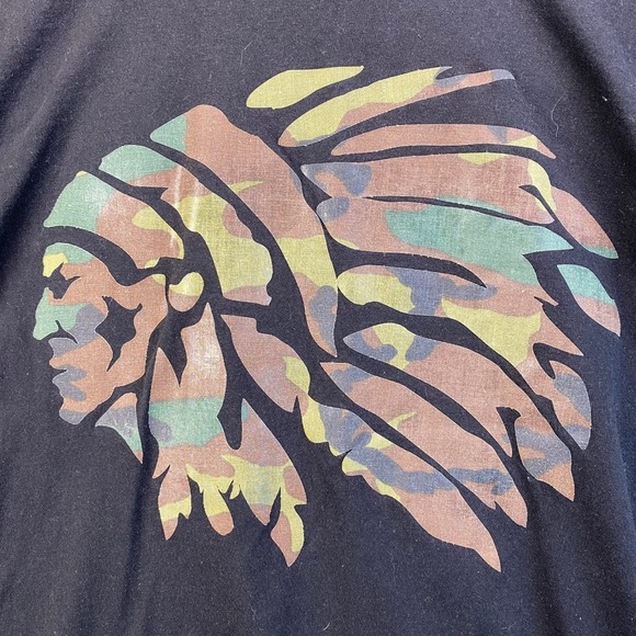Pro Athletic T-Shirt Large Camouflage Indian Chief Logo Tee Black‎ Menswear - Picture 2 of 9